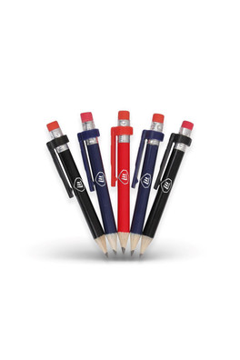 5 Wood Pencils with Clip & Eraser - Multicoloured