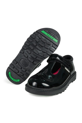 Ellie Patent Rip Tape Unicorn Kids' School Shoes - Black