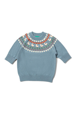 Baby Kids 100% Organic Cotton Knit Jumper - Blue
