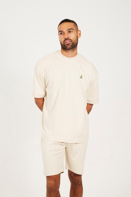 Oversized T-Shirt & Short Mens Co-ord Set - Taupe