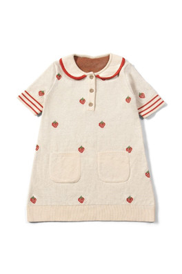 Strawberry Kids 100% Organic Cotton Knit Dress - Cream