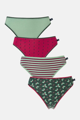 Womens Four-pack Bamboo High Leg Knickers - Forest Berry