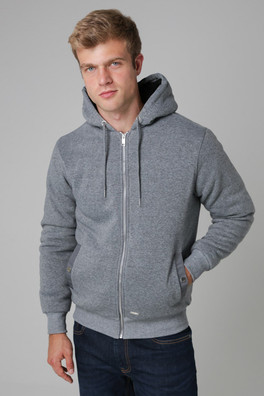 Mens Sherpa Lined Zip-Through Sweatshirt - Mid Grey