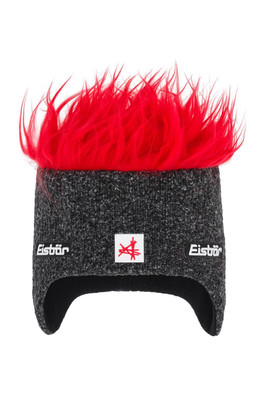 COCKER SA Insulated Beanie with Faux Fur Hair - Graphite/Red