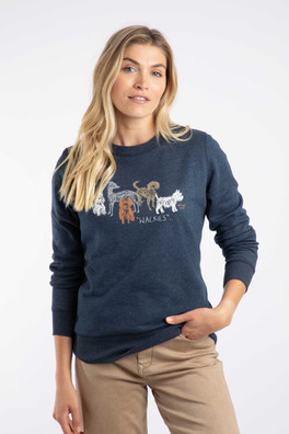 Chidham  Womens Graphic Crew Neck Sweatshirt - Navy