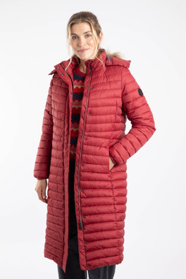 Kempley Womens Padded Midline Hooded Jacket - Garnet