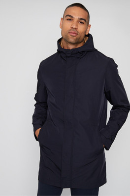 Showerproof Zip Up Hooded Mens Raincoat - Navy