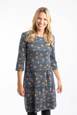 Starshine Womens Printed Jersey Dress - Ochre