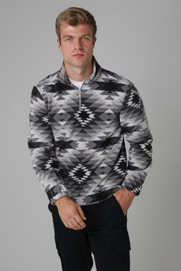 Mens Quarter Zip Funnel Neck Polar Fleece - Grey