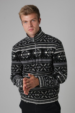 Mens Quarter Zip Funnel Neck Polar Fleece - Grey