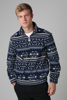 Mens Quarter Zip Funnel Neck Polar Fleece - Cream