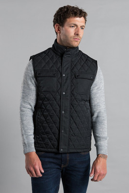 Mens Funnel Neck Quilted Padded Gilet - Black