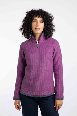 Beye Womens 1/4 Zip Grid Fleece - Purple Wine