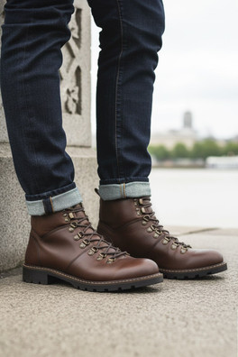 Marble Mens Leather Lace Up Boots - Brown