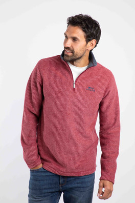 Newark Mens 1/4 Zip Grid Fleece - Rhubarb