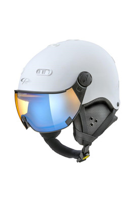 Carachillo Helmet with Photochromic Mirror Visor - White Soft/White/Brown