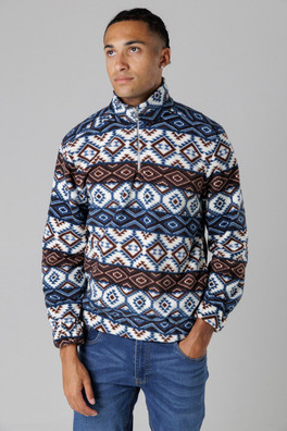 Mens Quarter Zip Funnel Neck Polar Fleece - Cream