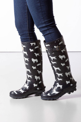 Ripon III Ladies Wellington Boots - Multi Dog Grey