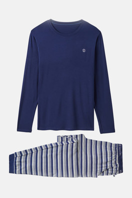 Mens Bamboo Pyjama Set - Navy Melange