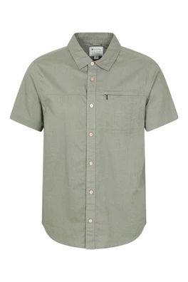 Coconut Slub Texture Mens Short-Sleeved Shirt - Dark Khaki