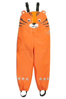Kids Waterproof Character Puddle Buster Trousers - Salamander/Tiger