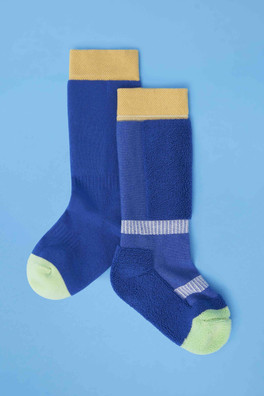 Kids Ski Socks - Blue/Beige