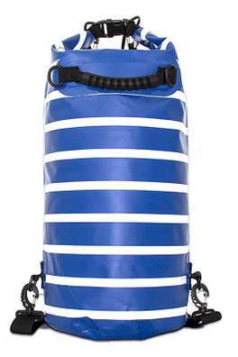 20L Waterproof Dry Bag Backpack - Blue and White Stripes