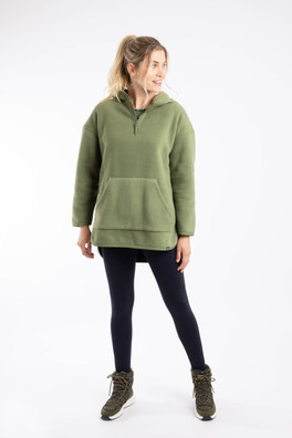 Laura Womens Polar Popover Hoodie - Artichoke