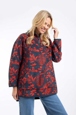Ester Womens Printed Polar Popover Hoodie - Navy