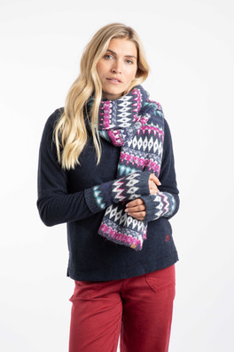 Heathfield Womens Fair Isle Scarf - Navy