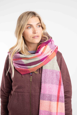 Badida Womens Brushed Check Scarf - Beet