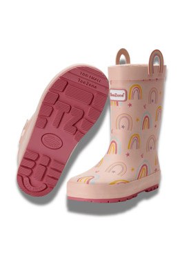 Etta Kids Rainbow Waterproof Rain Wellies - Pink