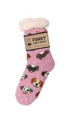 Womens Funky Cosy Sherpa Slipper Socks 3.1 TOG - Perfect Puppies