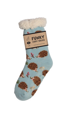 Womens Funky Cosy Sherpa Slipper Socks 3.1 TOG - Hedgehog