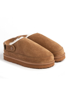 Womens Quinn Sheepskin Sling Back Mule Slipper - Chestnut