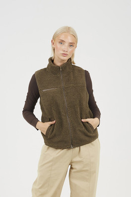 Zip Through Womens Fleece Gilet - Taupe