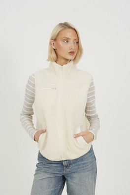 Zip Through Womens Fleece Gilet - Cream