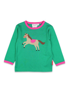 Kids 100% Cotton Horse Long Sleeved T-Shirt - Green
