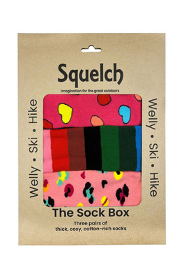Set of Three Kids Welly Socks in a Gift Box - Hearts/Rainbow/Leopard