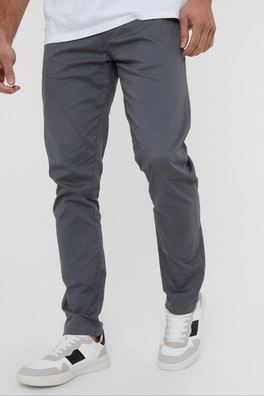Cotton Mens Regular Fit Stretch Chino Trousers - Grey