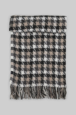 Bignor Mens Houndstooth Oversized Check Scarf - Grey