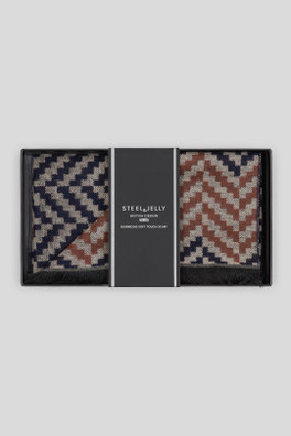 Henfield Mens Geometric Boxed Scarf - Rust