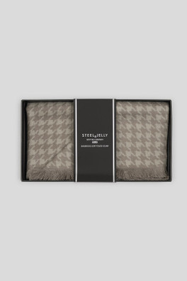 Mannings Mens Houndstooth Boxed Scarf - Stone