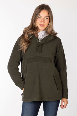 Danby Womens Hooded Fleece Smock - Dark Olive