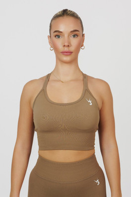 Form Women's Seamless Strappy Sports Bra - Cocoa Beige