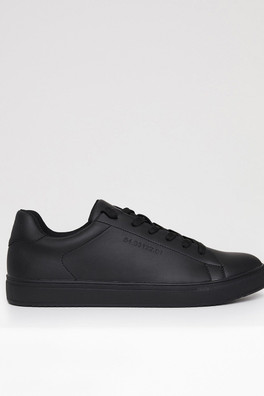 Lace Up Mens Court Trainers - Black