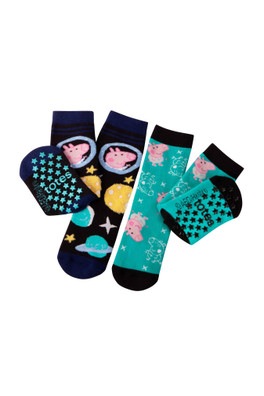 Peppa Pig Kids Slipper Sock Twin Pack - George