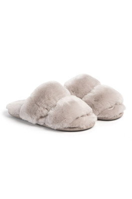 Womens Poppy Open Toe Sheepskin Slider - Dove