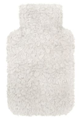 Womens Textured Faux Fur Hot Water Bottle - Grey