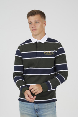 Striped Mens Rugby Shirt - Dark Green